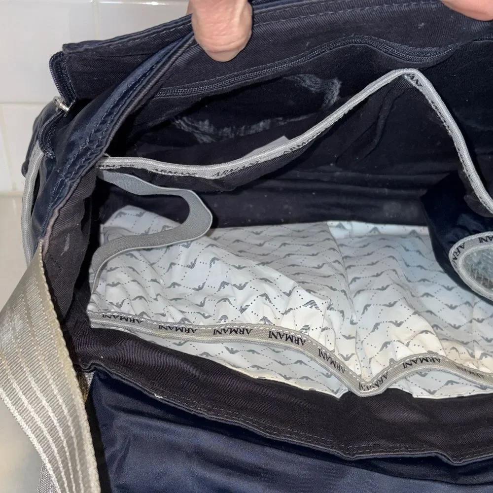 Armani Emporio Navy Blue Designer Baby Diaper Weekender Messenger Bag Set